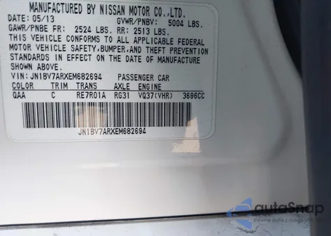 2014 Infiniti Q50 Premium z USA, uszkodzony, nr VIN JN1BV7ARXEM682694